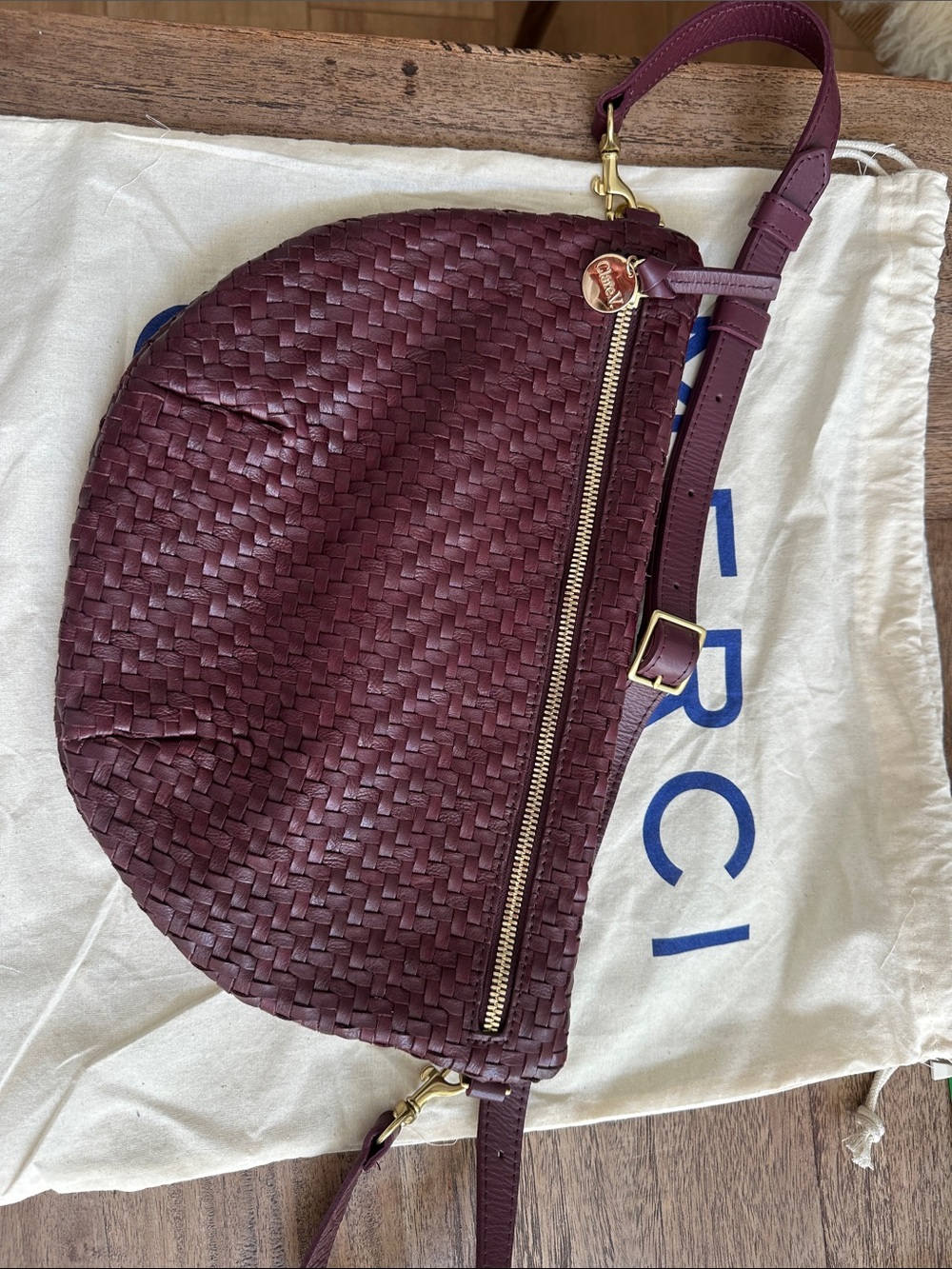 Clare V Woven Leather Crossbody - Cassis - Picture 5 of 5